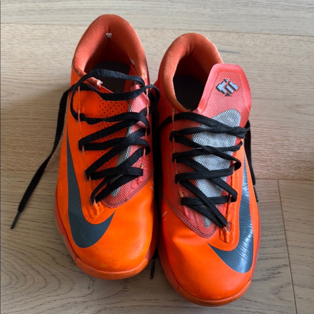 Nike Kevin Durant Bright Orange Basketball Sneakers with Black Details